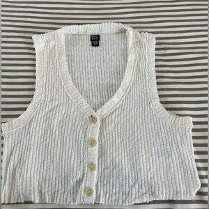 BDG White Sleeveless Button-Up Top